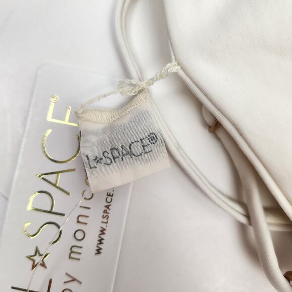 L*Space Ari Bikini Top in Yellow White Size Small NWT - Picture 6 of 6